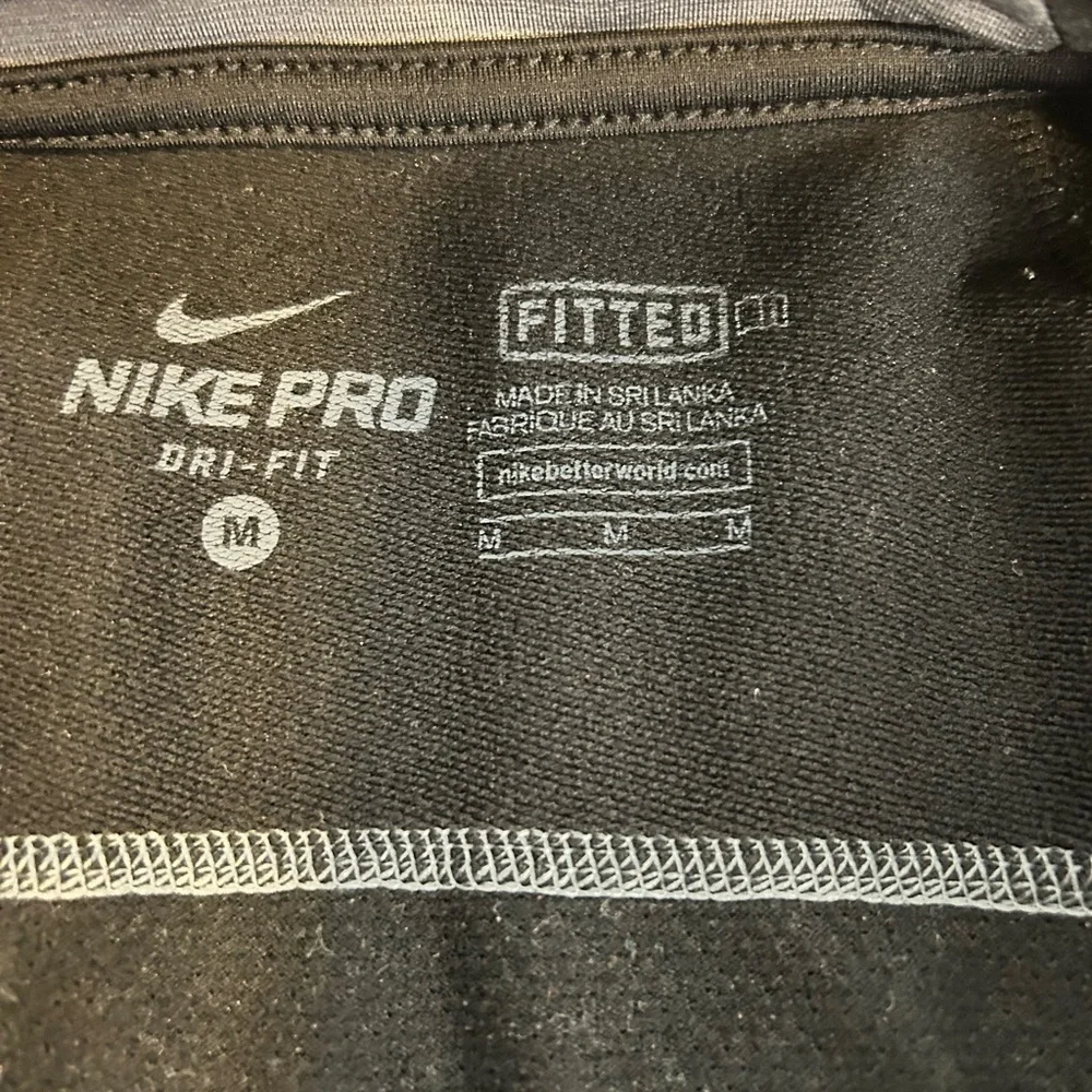 Nike Pro 1/4 Zip Long Sleeve Training Top Mens Medium Black Dri Fit Running Gym